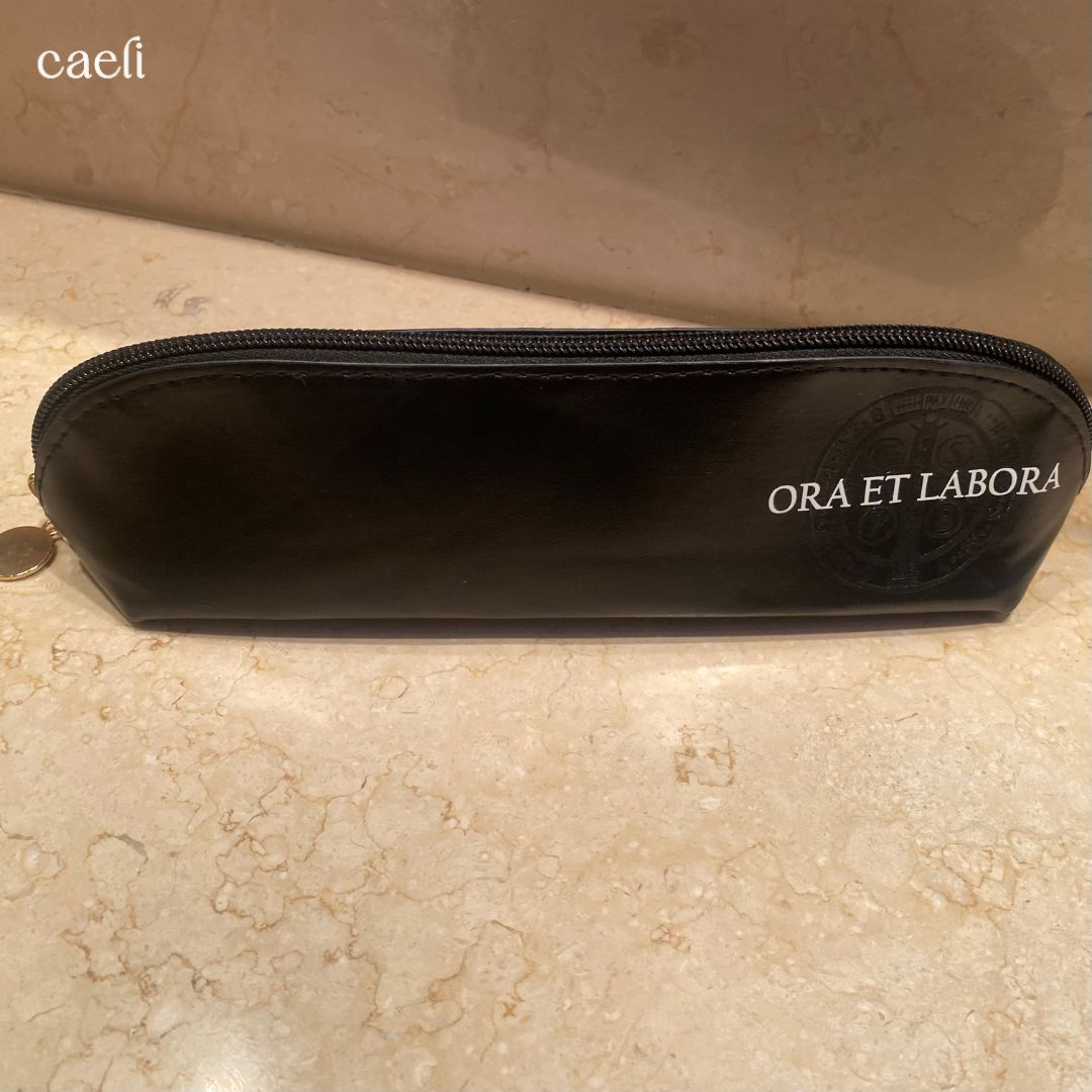 Ora et Labora Pencil Case | Faux Leather Bag | St Benedict Pencil Case