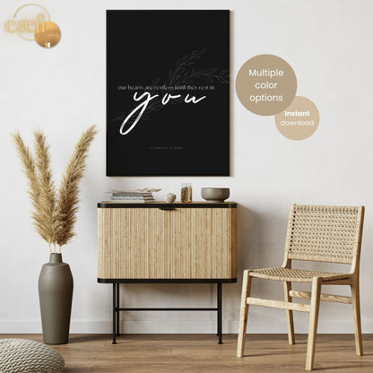 St Augustine Restless Hearts Quote | Saint Augustine of Hippo | Wall Art