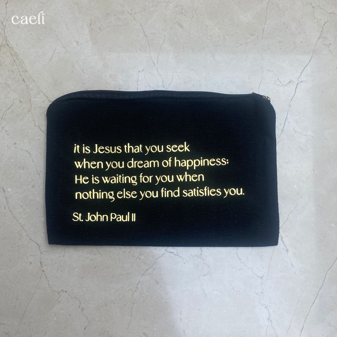Faith-Inspired Pencil Cases | Religious Cosmetic Bags | Christian Make-Up Bags | Scriptural Stationery Bags | Black or Beige | Multiple Options Available