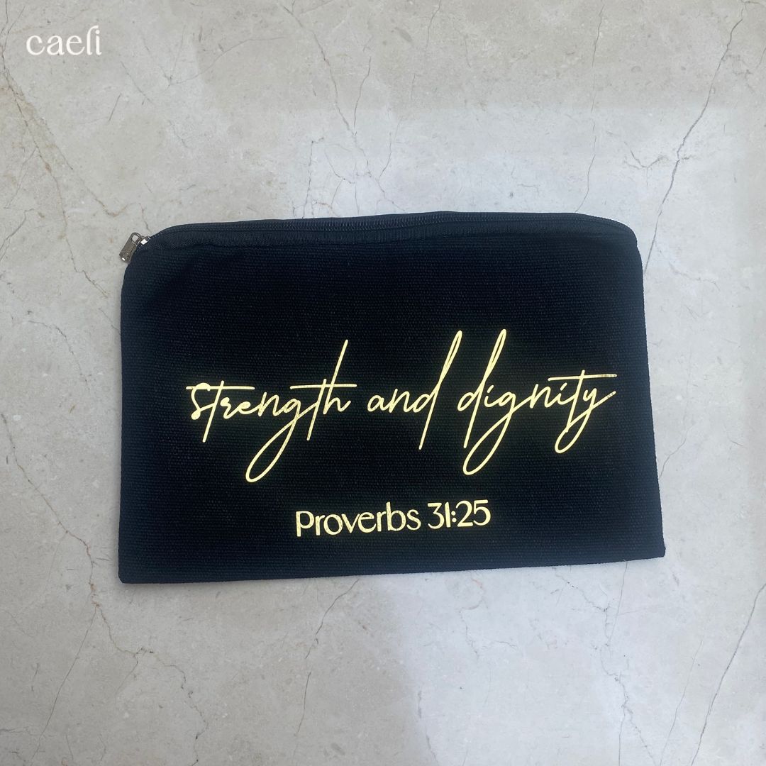 Faith-Inspired Pencil Cases | Religious Cosmetic Bags | Christian Make-Up Bags | Scriptural Stationery Bags | Black or Beige | Multiple Options Available