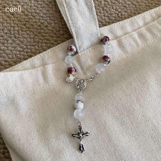 Decade Rosary Bag Charm | St Therese of Lisieux | The Little Flower | Door Hanger