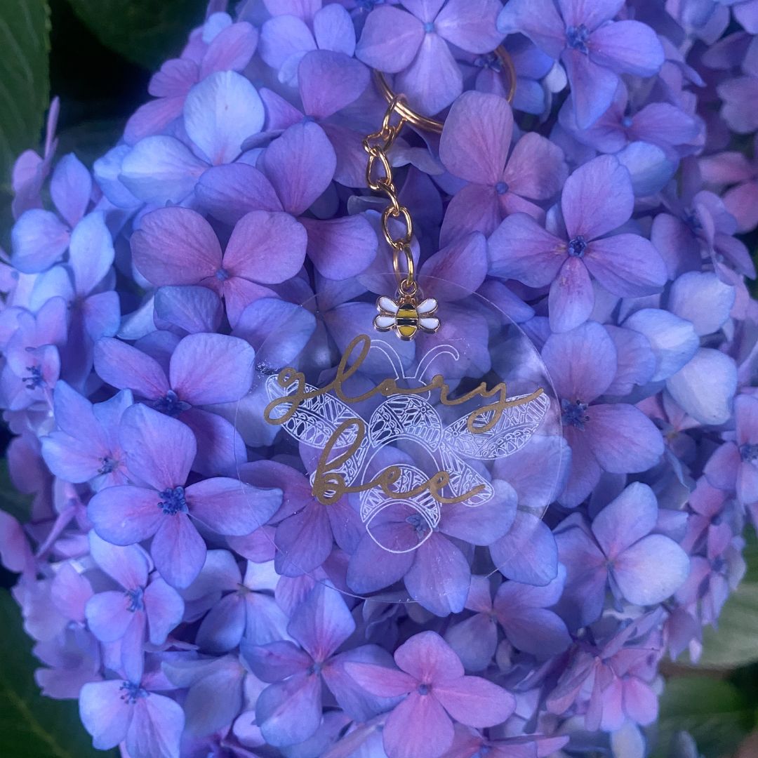 Busy Bee Collection | Glory Bee Acrylic Key Ring | Christian Acrylic Keychain