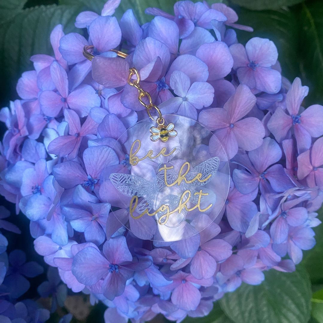 Busy Bee Collection | Bee the Light Acrylic Key Ring | Christian Acrylic Keychain