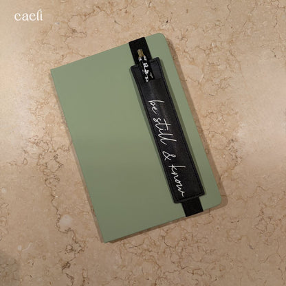 Pen Holder | Black Faux Leather | Be not afraid | Be still and know