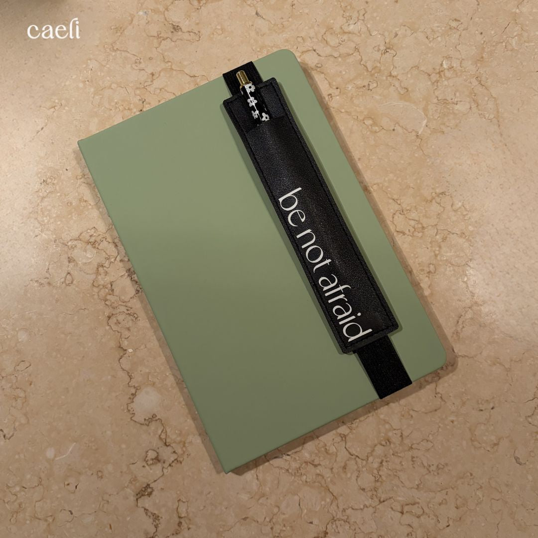 Pen Holder | Black Faux Leather | Be not afraid | Be still and know