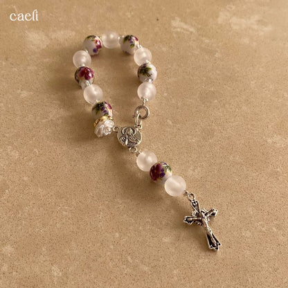 Decade Rosary Bag Charm | St Therese of Lisieux | The Little Flower | Door Hanger