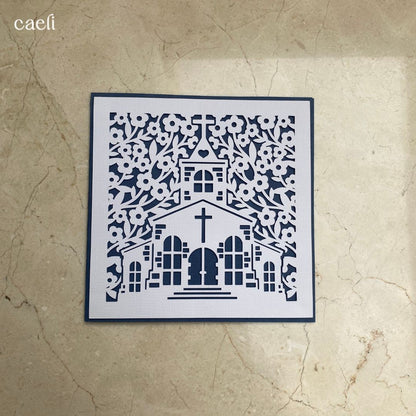 Christian Greeting Cards with Envelopes – Set of Faith-Inspired Designs (Church, Swallow, Love Birds) – Multiple Colour Options – 14x14cm Square Cards