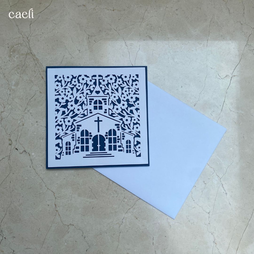Christian Greeting Cards with Envelopes – Set of Faith-Inspired Designs (Church, Swallow, Love Birds) – Multiple Colour Options – 14x14cm Square Cards