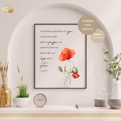 Jeremiah 29:11 | For I know the plans I have for you | Wall Art | Printable Prayer Card