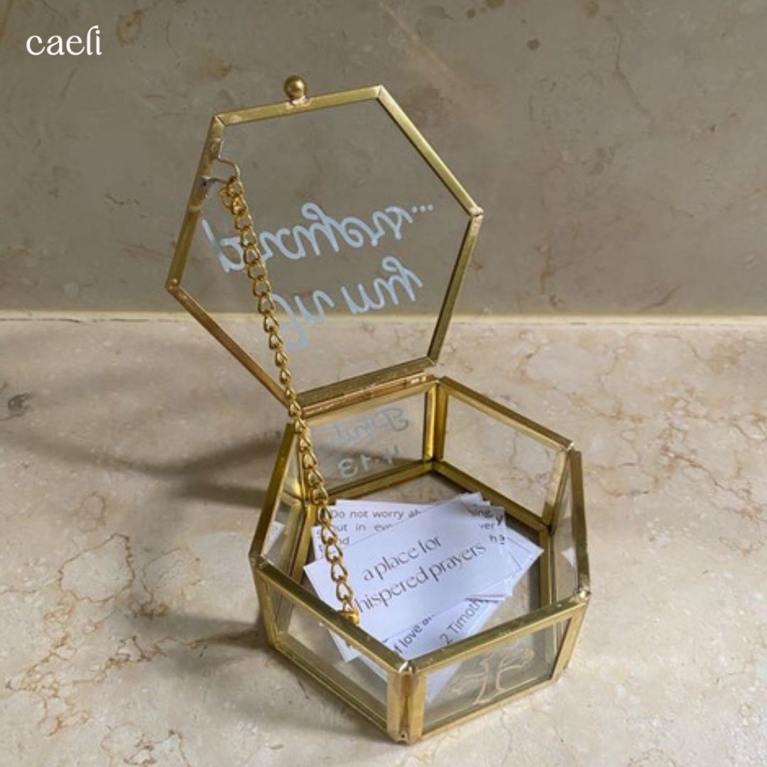 "In My Prayers" Glass Prayer Box – Faith & Worry Jar