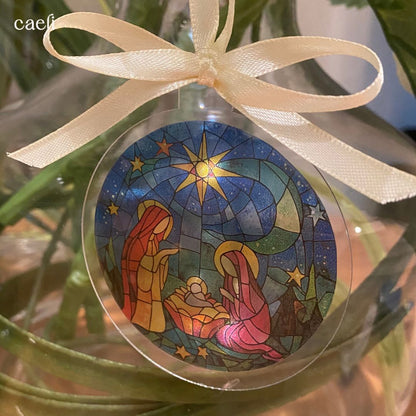 Stained Glass Nativity Christmas Baubles | Unique Christmas Ornaments