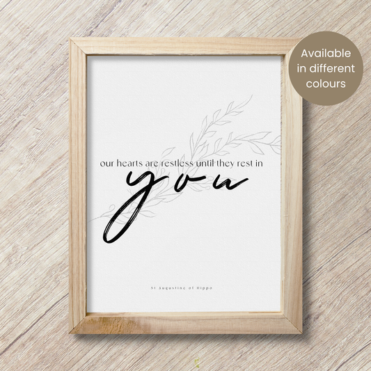 St Augustine Restless Hearts Quote | Saint Augustine of Hippo | Wall Art