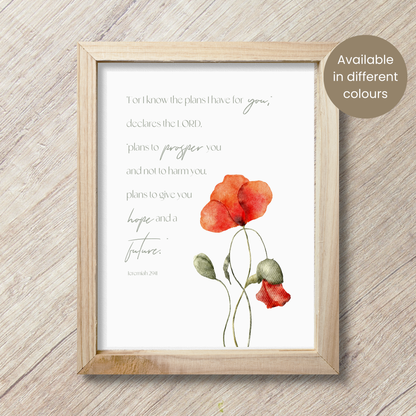 Jeremiah 29:11 | For I know the plans I have for you | Wall Art | Printable Prayer Card