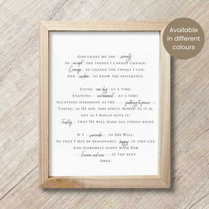Serenity Prayer (Extended) | Wall Art | Printable Prayer Card