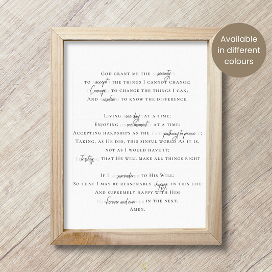 Serenity Prayer (Extended) | Wall Art | Printable Prayer Card