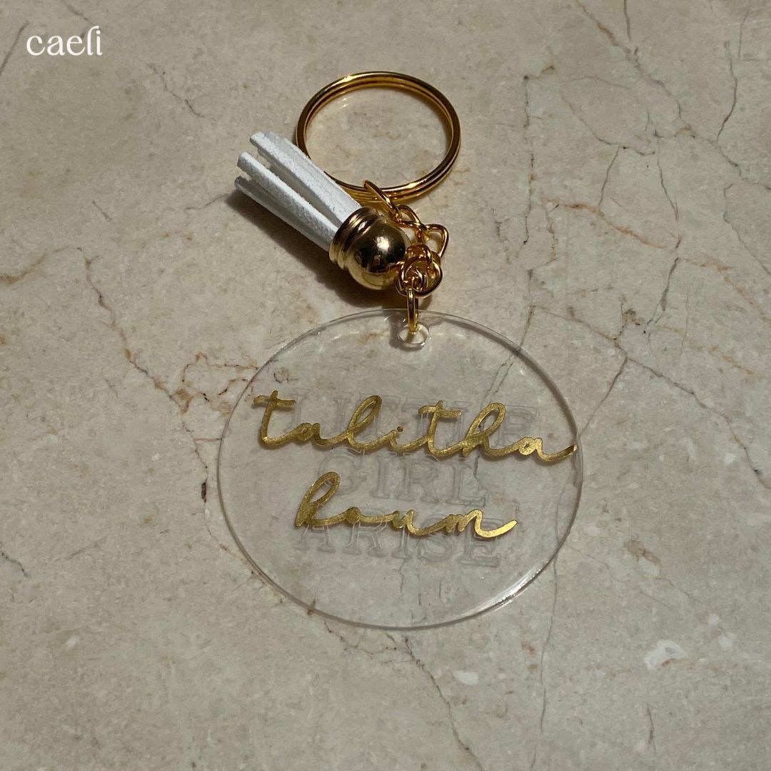 Christian Acrylic Keychain | Talitha Koum - Little Girl Arise | Mark 5:41 | Acrylic Keyring