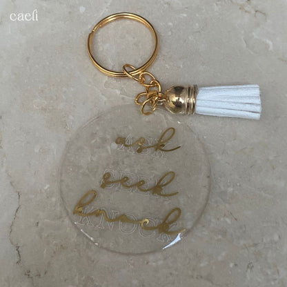 Christian Acrylic Keychain | Ask, Seek, Knock | Matthew 7:7-8 | Acrylic Keyring