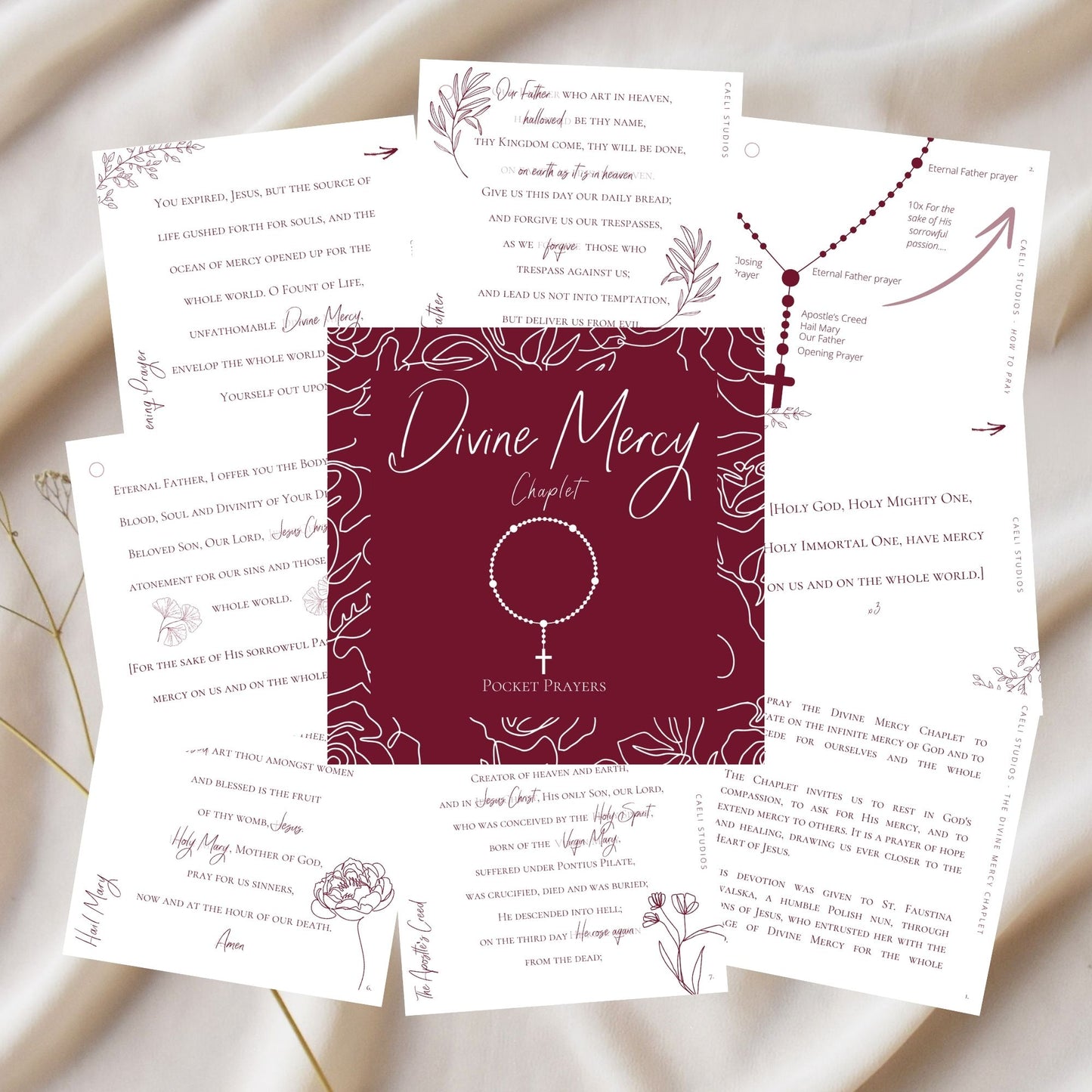 Pocket Prayers - Divine Mercy Chaplet | 12-Page Guide with Binding Ring | Portable Prayers