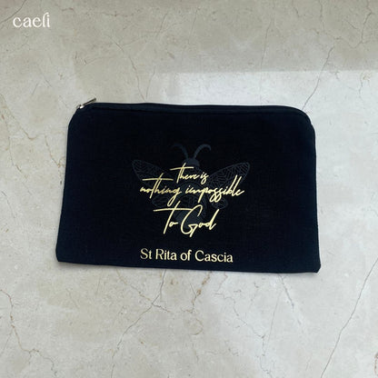 Faith-Inspired Pencil Cases | Religious Cosmetic Bags | Christian Make-Up Bags | Scriptural Stationery Bags | Black or Beige | Multiple Options Available