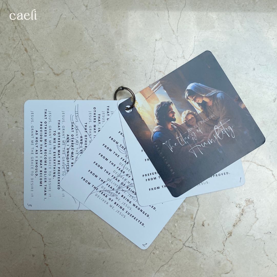 Pocket Prayers - Litany of Humility | 4-Page Guide with Binding Ring | Comprehensive and Portable