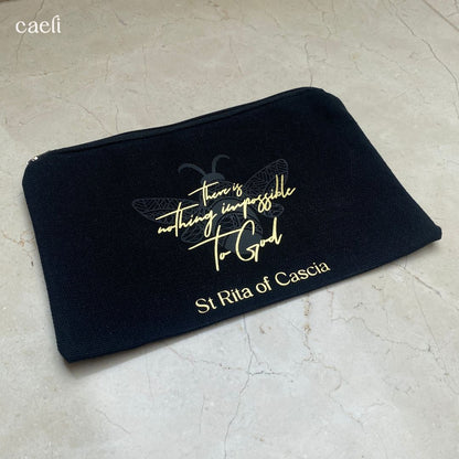 Faith-Inspired Pencil Cases | Religious Cosmetic Bags | Christian Make-Up Bags | Scriptural Stationery Bags | Black or Beige | Multiple Options Available