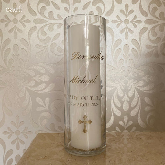 The Sacramental Glow Collection | Custom Occasion Candles | Wedding Candle | Baptism Candle | First Holy Communion Candle