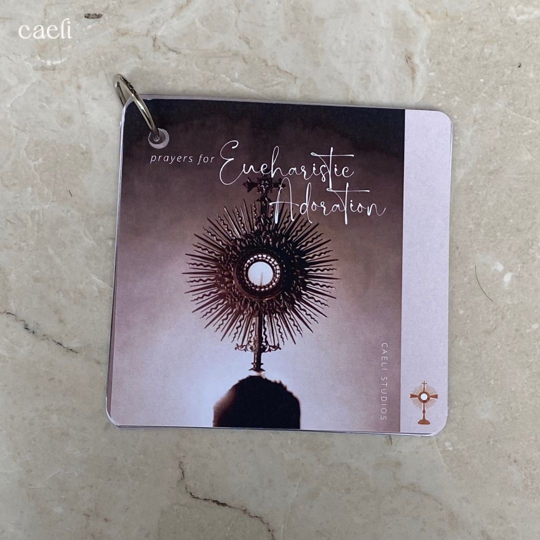 Pocket Prayers - Eucharistic Adoration Prayers | 10-Page Devotional with Binding Ring | Compact and Portable