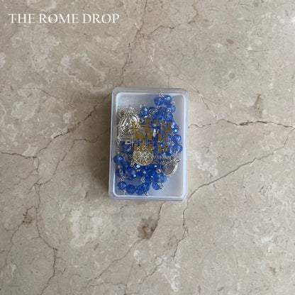 Rome Drop: Blue Crystal Rosary | St John Lateran | San Giovanni Laterano | Authentic Crystal Rosary