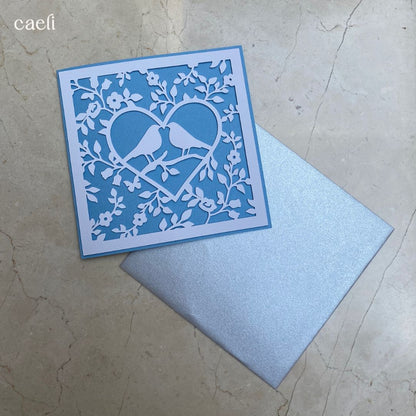 Christian Greeting Cards with Envelopes – Set of Faith-Inspired Designs (Church, Swallow, Love Birds) – Multiple Colour Options – 14x14cm Square Cards