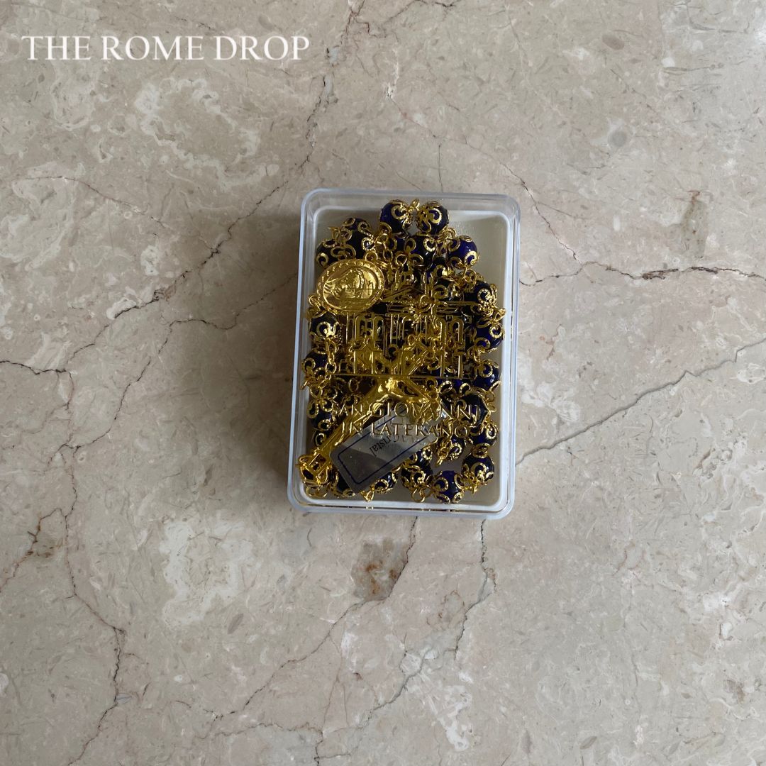 Rome Drop: Deep purple and Gold Crystal Rosary | St John Lateran | San Giovanni Laterano | Authentic Crystal Rosary