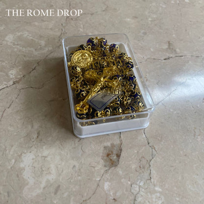 Rome Drop: Deep purple and Gold Crystal Rosary | St John Lateran | San Giovanni Laterano | Authentic Crystal Rosary