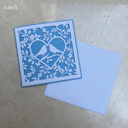 Christian Greeting Cards with Envelopes – Set of Faith-Inspired Designs (Church, Swallow, Love Birds) – Multiple Colour Options – 14x14cm Square Cards
