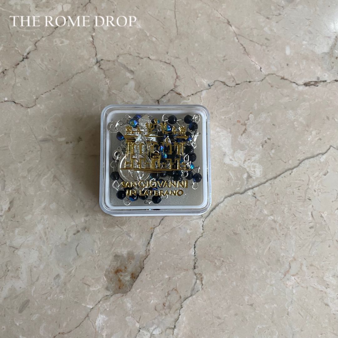 Rome Drop: Blue Green Mini Rosary Necklace | St John Lateran | San Giovanni Laterano
