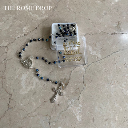 Rome Drop: Blue Green Mini Rosary Necklace | St John Lateran | San Giovanni Laterano