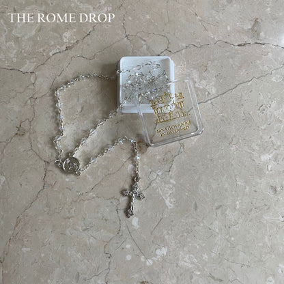 Rome Drop: Clear Rosary Necklace | St John Lateran | San Giovanni Laterano