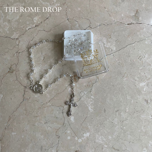Rome Drop: Clear Rosary Necklace | St John Lateran | San Giovanni Laterano