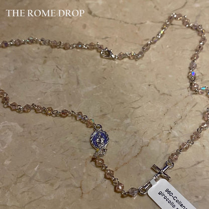 Rome Drop: Dainty Pink Rosary Necklace