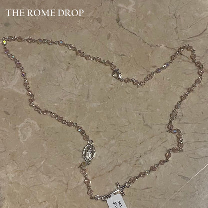 Rome Drop: Dainty Pink Rosary Necklace