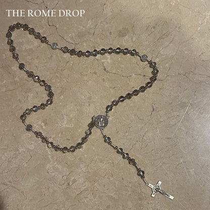 Rome Drop: Grey Black St Benedict Rosary