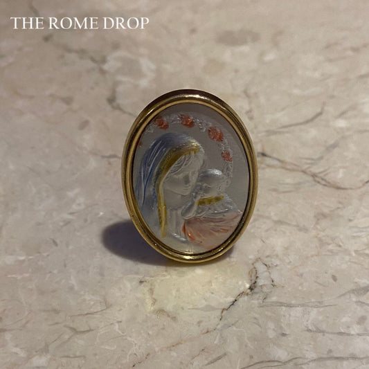 Rome Drop: Self-Standing Madonna and Child Mini Silver Artwork