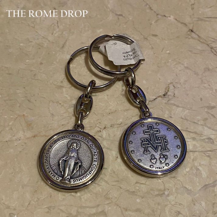 Rome Drop: Circular Miraculous Medal Keyring – Surrender Gifts