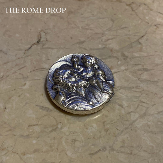 Rome Drop: St Christopher Medal Magnet (Circular Silver)