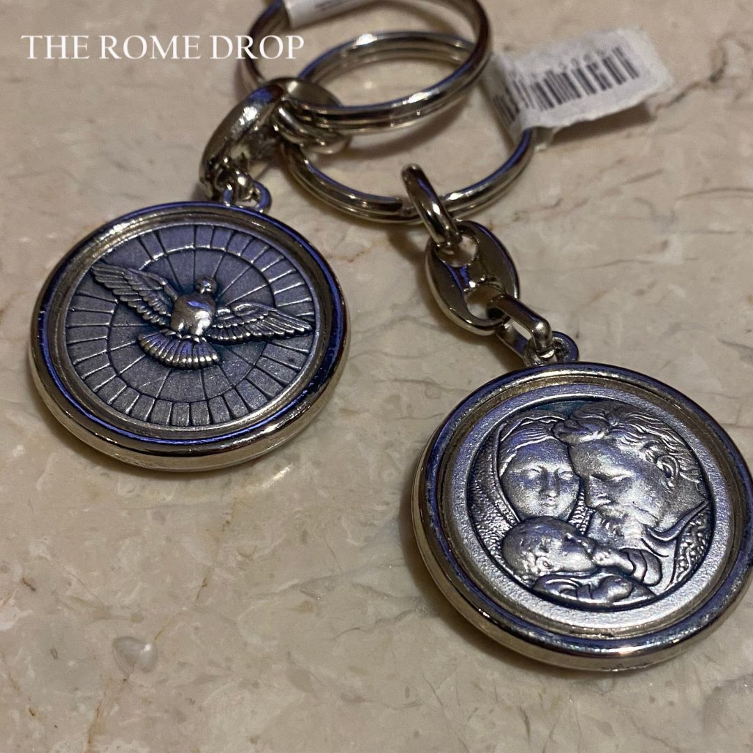 Rome Drop: Holy Spirit Holy Family Keyring