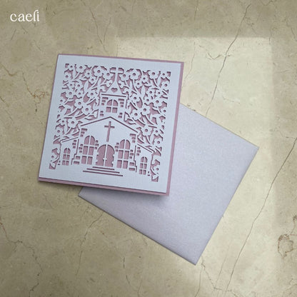 Christian Greeting Cards with Envelopes – Set of Faith-Inspired Designs (Church, Swallow, Love Birds) – Multiple Colour Options – 14x14cm Square Cards