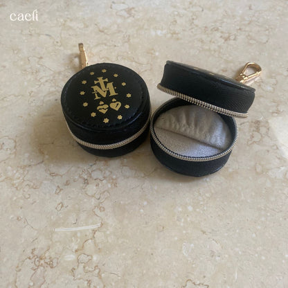 Mini Rosary Case Keyring | Faux Leather Miraculous Medal Rosary Case