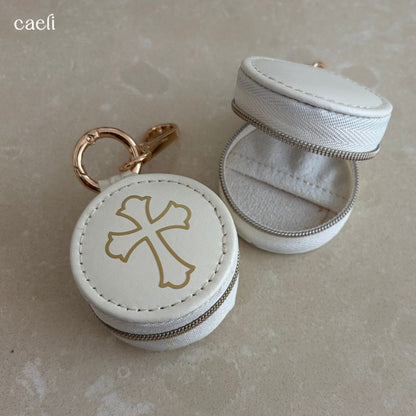 Mini Rosary Case Keyring | Faux Leather Miraculous Medal Rosary Case