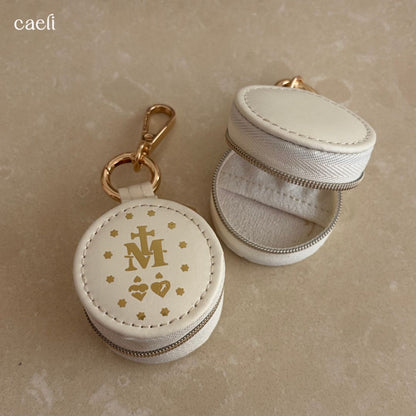 Mini Rosary Case Keyring | Faux Leather Miraculous Medal Rosary Case