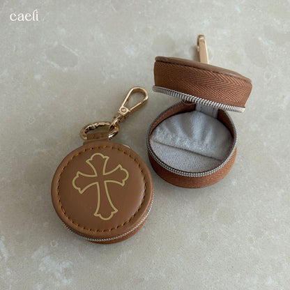 Mini Rosary Case Keyring | Faux Leather Miraculous Medal Rosary Case