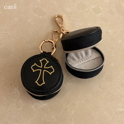 Mini Rosary Case Keyring | Faux Leather Miraculous Medal Rosary Case