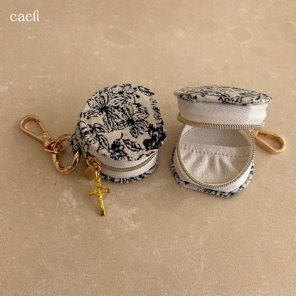 Mini Rosary Case Keyring | Faux Leather Miraculous Medal Rosary Case